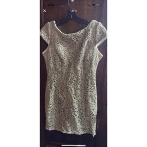 Adrianna Papell Gold Sequin Party Dress Size 10 Short